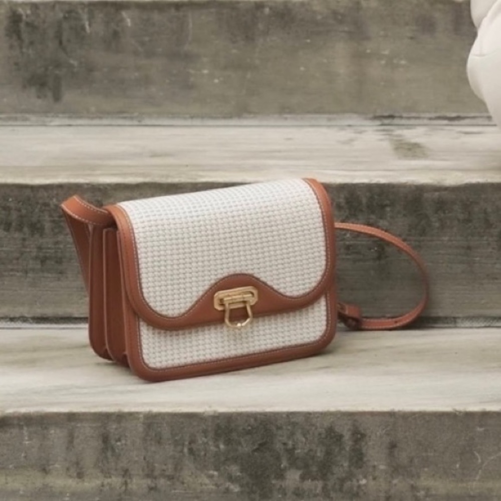 Sandro White and Brown Crossbody Bag